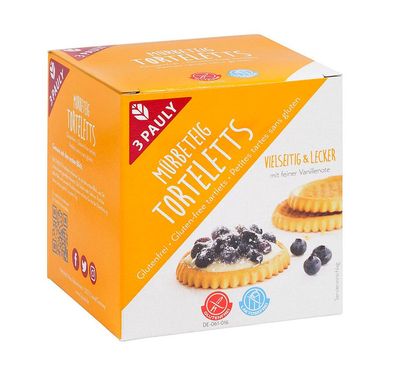 3x 3PAULY Mürbeteig Torteletts 150g