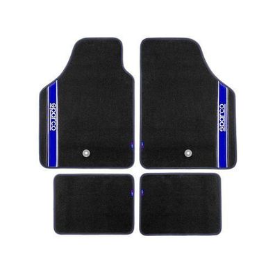 SPARCO Universal Fußmatten Blau Autoteppich Alwetter Schwarz 4 tlg