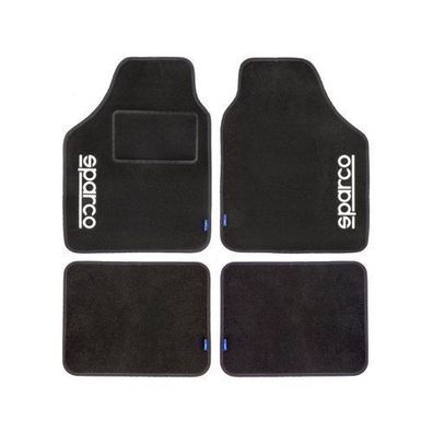SPARCO Universal Fußmatten Blau Linie Autoteppich Alwetter Schwatz, lau 4 tlg