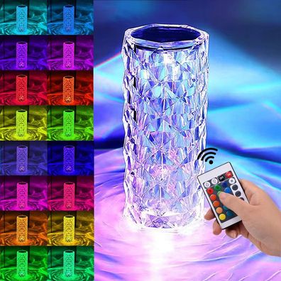LOMUG LED Kristall Tischlampe, 16 Farben Touching Control, Nachtlicht f?r