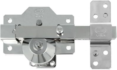 Massiver silberner AMIG-Riegel f?r Holzt?ren, 90 x 154 mm, 6-Stift-Zylinder