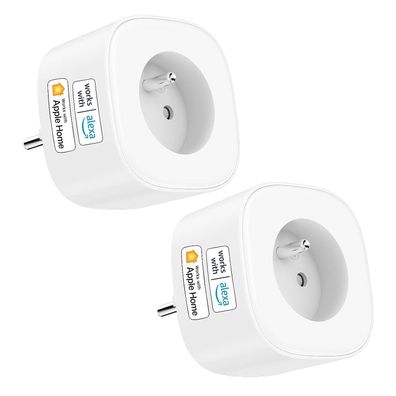 Meross Connected Socket (Typ E), Set mit 2 WLAN-Steckdosen, kompatibel mit Apple