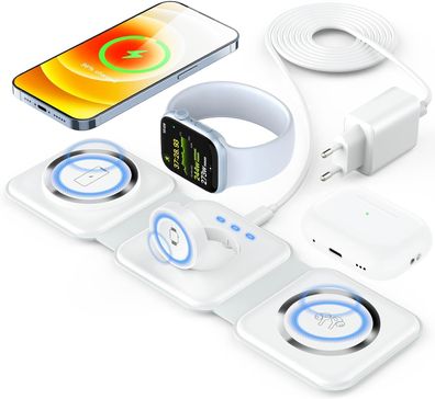 Mag-Safe 3-in-1-Ladeger?t f?r Apple Watch und iPhone 14 13 12 11 Pro Max Plus, 18 W
