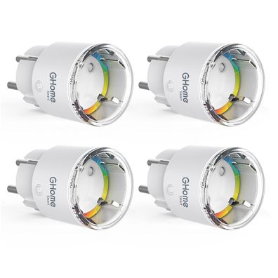 GHome Smart WLAN Steckdose, Kleinste WiFi Steckdose 4er Pack, Stromverbrauch