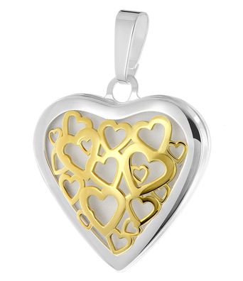 trendor Schmuck Medaillon 925 Sterling-Silber Bicolor Herz Anhänger 21992