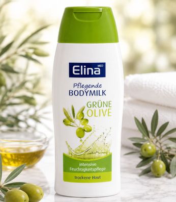 200ml Elina Bodymilk Grüne Olive Körperlotion für trockene Haut Pflege Body Milk