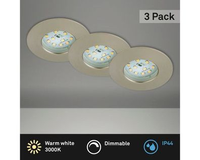 Briloner LED-Leuchtenset, 75 mm, geb?rstetes Nickel, 3 St?ck