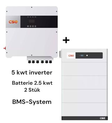 Solarmodul Wechselrichter 5 kW + 2 Batterien 2,5 kW + BMS