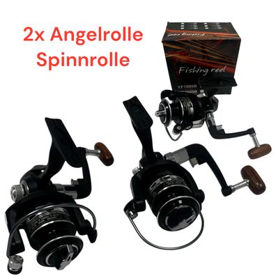 2x Angelrolle YF1000B – Leichte Spinnrollen mit Frontbremse & Holzgriff – Perfekt für