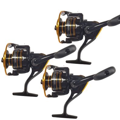 3x Angelrolle ZX5000 5000er Spinnrolle Aluminium Spule Frontbremse Black/Gold