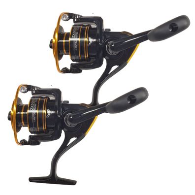 2x Angelrolle ZX5000 5000er Spinnrolle Aluminium Spule Frontbremse Black/Gold