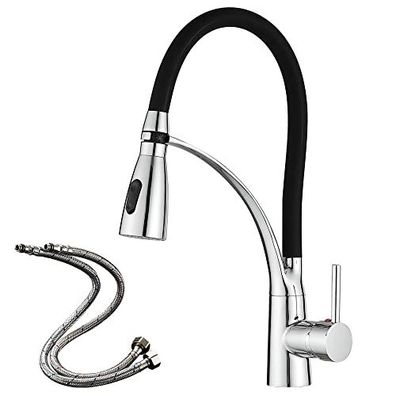Heable Rubinetto Cucina con Doccia 2 Funzioni, Girevole 360? Nero, Ottone