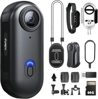 Shptdjtic 4K Mini Body Kamera, 360? drehbarer Clip, 120 Min Aufzeichnung