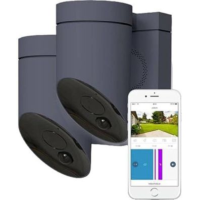 Somfy 1870472-2 Graue Outdoor-Kameras mit Sirene 110 dB &amp; mp; Lichtanschluss
