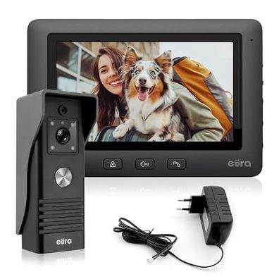 EURA Black VDP-45A3 Alpha, 4-Draht-Video-Gegensprechanlage, 7" Farbe