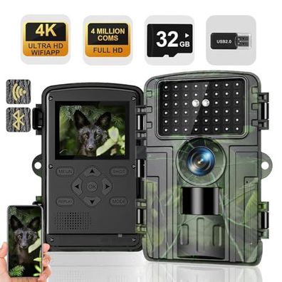 Wildkamera 4K 60MP mit App-Steuerung – Nachtsicht, IP66