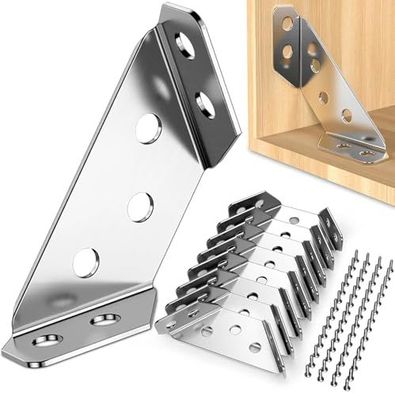 12 Edelstahl Winkelverbinder Dreieck f?r M?bel, stabile Eckhalterung mit Schrauben