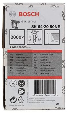 Edelstahl Tackerklammern SK64-20, 50 mm ? Bosch, 2000 St?ck, Silber