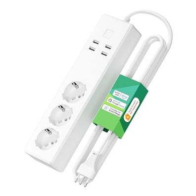 meross Smart WLAN Steckdosenleiste mit 3 AC Steckdosen und 4 USB Ports, Alexa und
