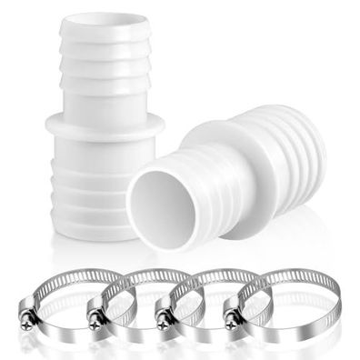 2er Set Schlauchverbinder 32?38 mm mit 4 Metallschellen f?r Pool- und