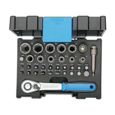 Gedore Steckschl?ssel- und Bit-Set 1/4", 35-teilig, Blau/Silber