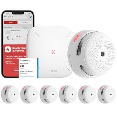 X-Sense Smart Rauchmelder XS01-M mit SBS50 Basisstation, WLAN, EN 14604 zertifiziert