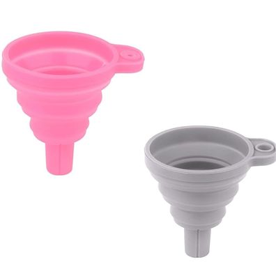 CPRNQY Silikontrichter 2 Stéck faltbar Kéchentrichter Rosa und Grau klein