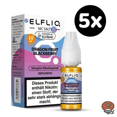 ELFLIQ by ELFBAR Dragonfruit Blackberry * 10mg/ml* Nikotinsalz, 5x 10ml Liquid
