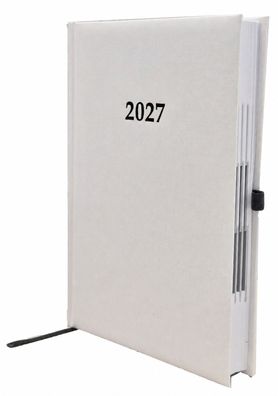 2027 ADINA Buchkalender Chefplaner A5 weiss-metallic 1 Tag 1 Seite