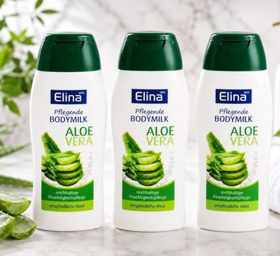 3x200ml Elina Bodymilk Aloe Vera Körperlotion empfindliche Haut Pflege Body Milk