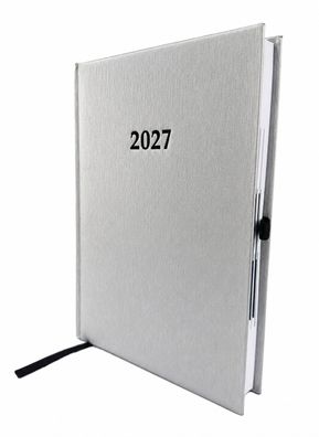 2027 ADINA Buchkalender Chefplaner A5 silber-metallic 1 Tag 1 Seite