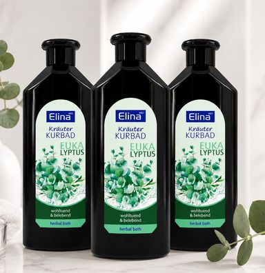 3x500ml Elina Kräuter Kurbad Eukalyptus wohltuender Kräuterbadezusatz