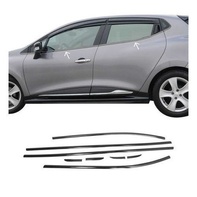 Fensterleisten Zierleisten für Renault Clio Schrägheck 2012-2019 Chrom Dunkel 8x