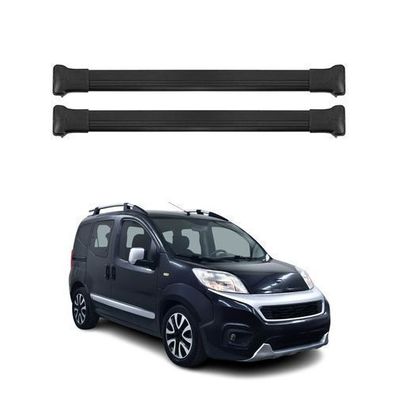 Dachträger Grundtäger für Fiat Fiorino 2007-2016 75kg Aluminium Schwarz 2 tlg