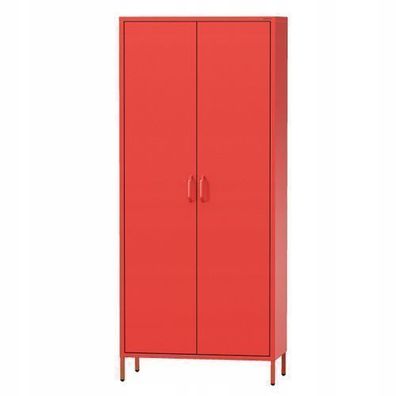 Jan Nowak Garderobenschrank aus Metall Kleiderschrank 80 x 185 x 45 cm, Rot