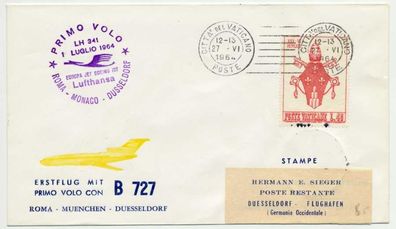 Flugpost ALLE WELT Nr LH331 Vatican Erstflug BRI X743076