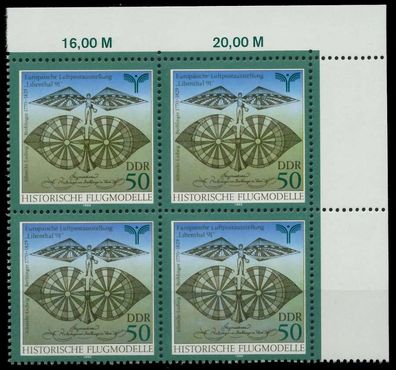 DDR 1990 Nr 3313 postfrisch Viererblock ECKE-ORE X034F2E