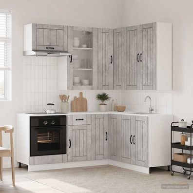vidaXL Kücheneinheit LUCCA 8 pcs Betongrau Holzwerkstoff