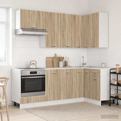 vidaXL Kücheneinheit LYON 8 pcs Sonoma-Eiche Holzwerkstoff