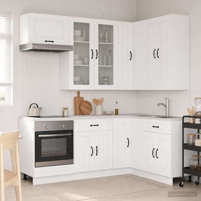 vidaXL Kücheneinheit KALMAR 8 pcs Weiß Holzwerkstoff