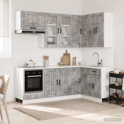 vidaXL Kücheneinheit LUCCA 8 pcs Betongrau Holzwerkstoff