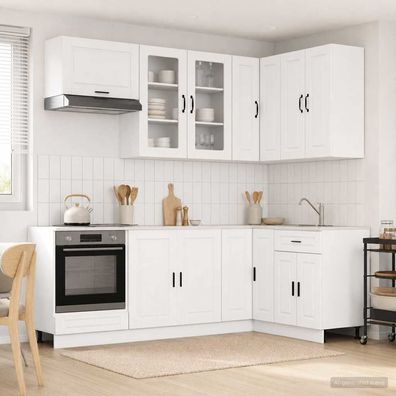 vidaXL Kücheneinheit PORTO 8 pcs Weiß Holzwerkstoff
