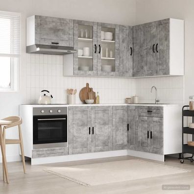vidaXL Kücheneinheit PORTO 8 pcs Betongrau Holzwerkstoff