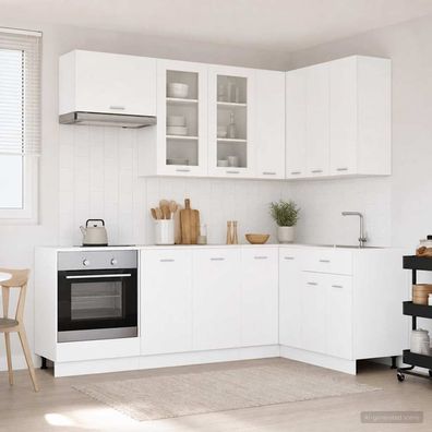 vidaXL Kücheneinheit LYON 8 pcs Weiß Holzwerkstoff