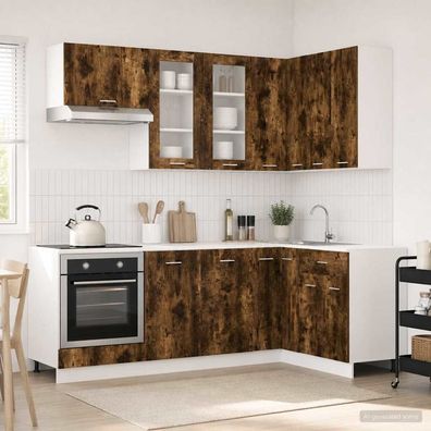 vidaXL Kücheneinheit LYON 8 pcs Geräucherte Eiche Holzwerkstoff