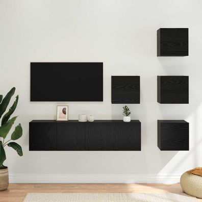 vidaXL TV-Schrankset 6 pcs 60 x 30 x 30 cm Schwarze Eiche