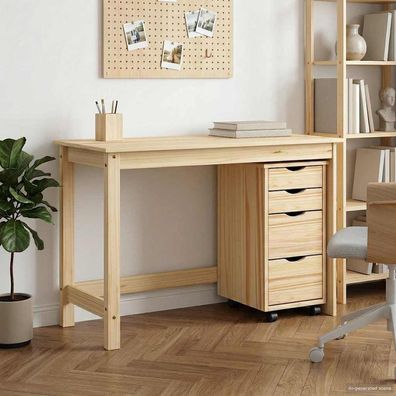 vidaXL Desk und Rolling Cabinet Set MOSS 2 pcs Braun