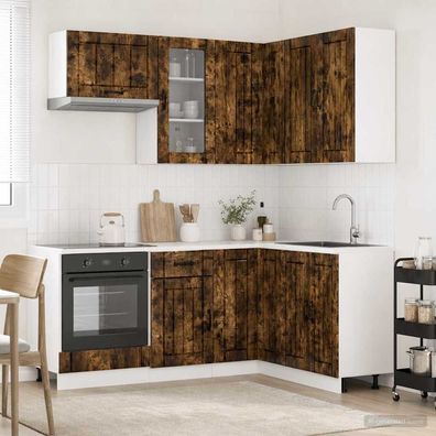 vidaXL Kücheneinheit LUCCA 8 pcs Geräucherte Eiche Holzwerkstoff