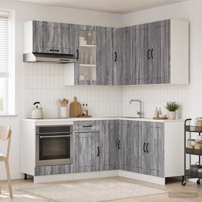 vidaXL Kücheneinheit LUCCA 8 pcs Grau Sonoma Holzwerkstoff