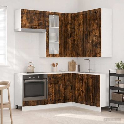vidaXL Kücheneinheit LUCCA 8 pcs Geräucherte Eiche Holzwerkstoff